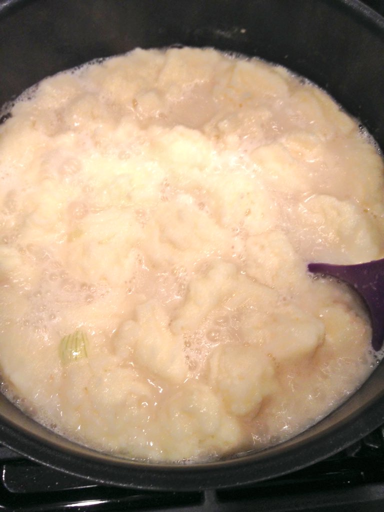 a_cee_jayy's tweet photo. First attempt at #gf chicken and dumplings ended in chicken and thick grit 😔 #gfcooking #fail #celiacdiseaselife https://t.co/JYA1gId1vy