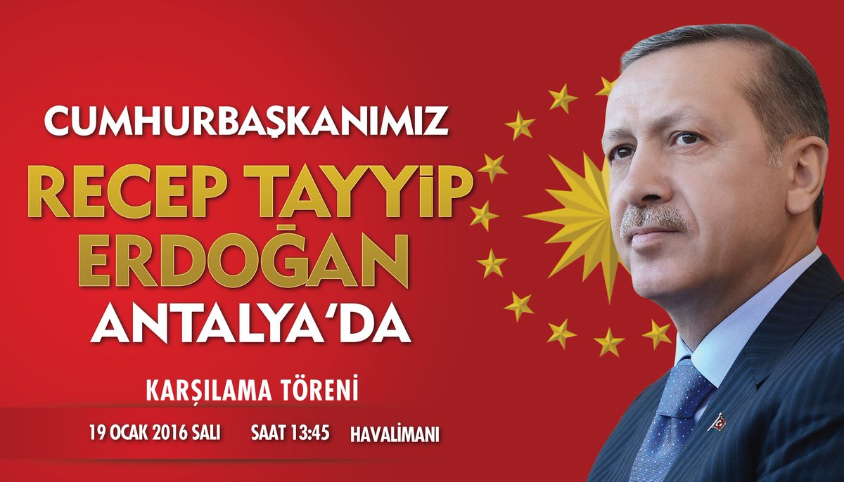 Cumhurbaşkanımız Sn. @RT_Erdogan Antalya'da.Bu coşkulu karşılamada hep beraber olalım.