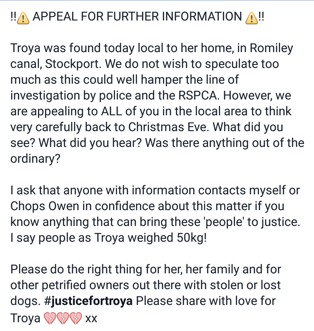 rockchick975's tweet photo. Plz RT, any information is vital #stockport #Romileycanal #christmaseve #justicefortroya @Chipcheckchops xx https://t.co/KojTcmEiCh