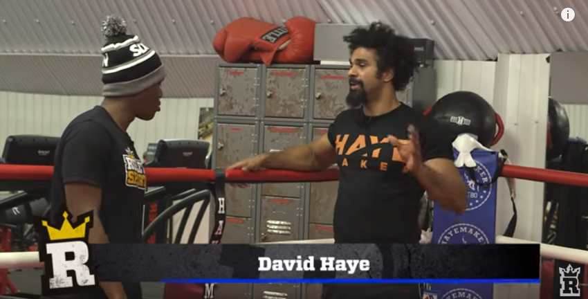 davidhaye's tweet photo. ICYMI: Me teaching @KSIOlajidebt a few things in the gym...https://t.co/HuyhFnDy77 @RULEMsports #HayemakerIsBack https://t.co/6OUdIJOfVN