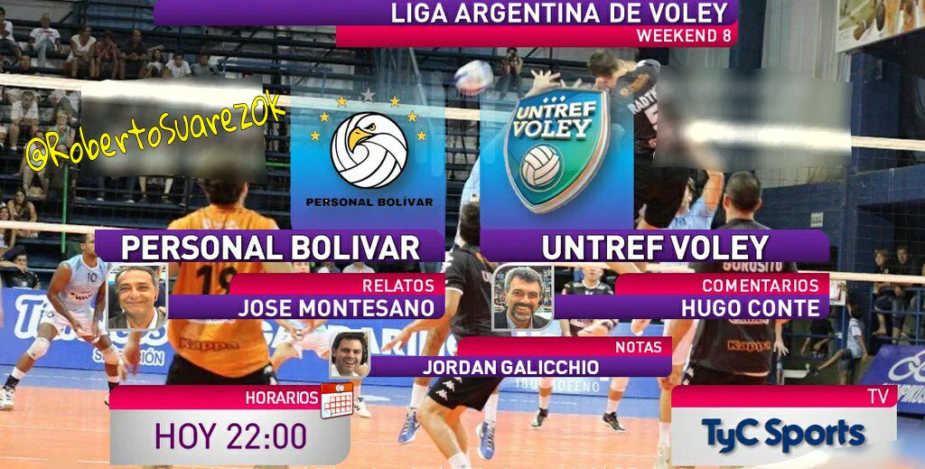 RobertoSuarezOk's tweet photo. @BolivarVoley vs @untrefvoley 
REL: @JoseMontesano | Com: @hugoconte07 | Notas: @jordangallichio 
Dale RT! https://t.co/ZyPb7RFwfr