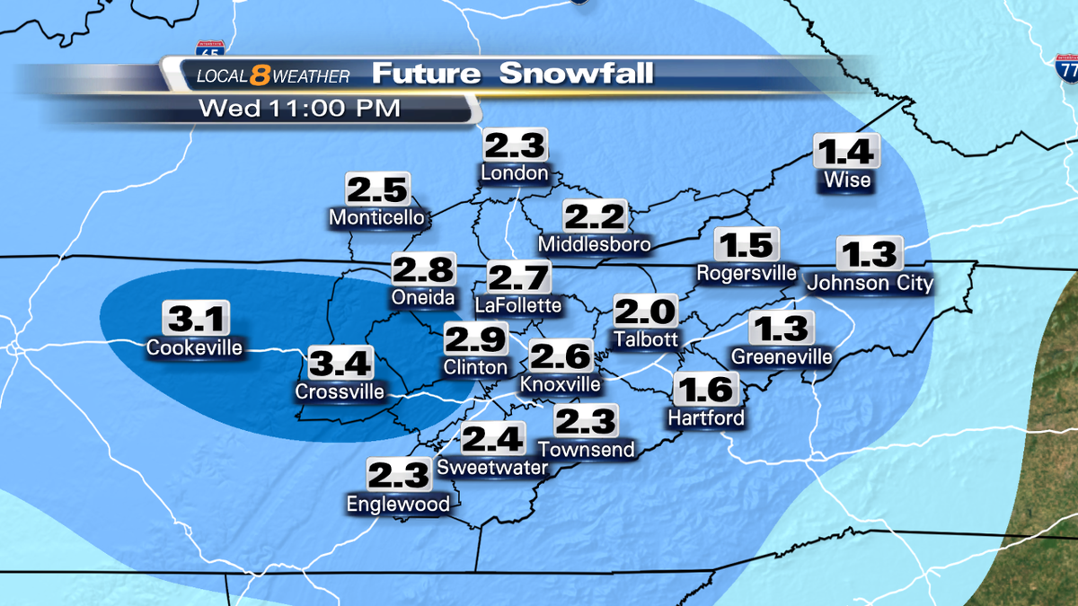 AldrichWeather's tweet photo. Future Snowfall.  1 possible solution.  Most models suggest 1 to 3 inches of snow by Wednesday evening.  #local8wx https://t.co/lgw7P0bKA9