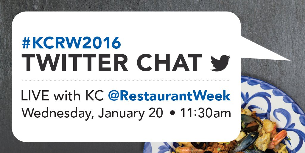 RestaurantWeek's tweet photo. Tweet with us Wednesday, Jan. 20 starting at 11:30am for your chance to win gift cards to #KCRW2016 participants! https://t.co/y1JekfqEdY
