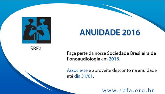 sbfaorg's tweet photo. Aproveite desconto na anuidade 2016 até dia 31/01. Acesse https://t.co/2jIxA3tGPv #SBFa #Anuidade2016 https://t.co/1vMj8AF9ai