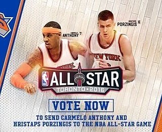 knickswayoflife's tweet photo. 3 HOURS LEFT TO #NBAVOTE #VOTEFORKP #VOTEFORMELO @CARMELOANTHONY @KPORZEE @LALA @NBA_VOTE #STAYME7O @NBAAllStar #RT https://t.co/ezIerndhkW