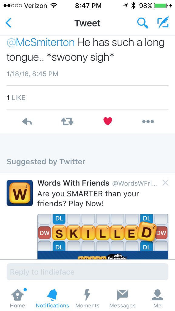 McSmiterton's tweet photo. @lindieface I started to reply &
saw this. Suggested by Twitter win! #skilled #youknowheis https://t.co/Vyz6Ep3lbz