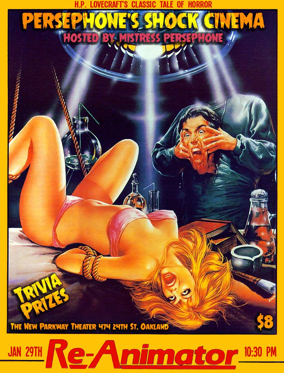 MPersephone's tweet photo. Jan. 29th Re-Animator at The New Parkway!! https://t.co/izPEwufdTC #reanimator #HPLovecraft #bayarea #horrrorfilm https://t.co/4Utwt4rsNo