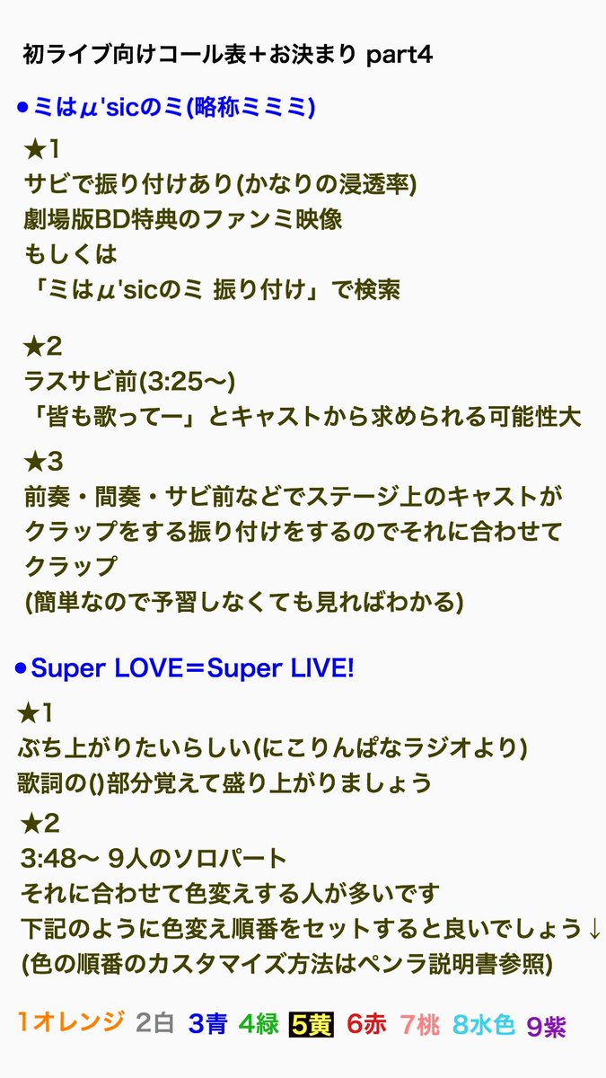 ラブライブ コール表アカウント 簡易コール表 ラブライブ Lovelive コール T Co Jqqcnejzwa