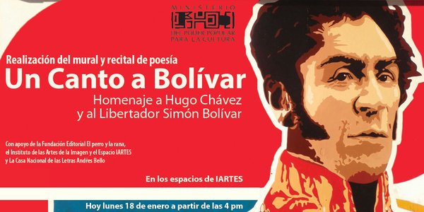 RT perroyranalibro: Hoy |4pm| Mural y recital de poesía Un Canto a Bolívar en los espacios de IARTES ¡Te esperamos!