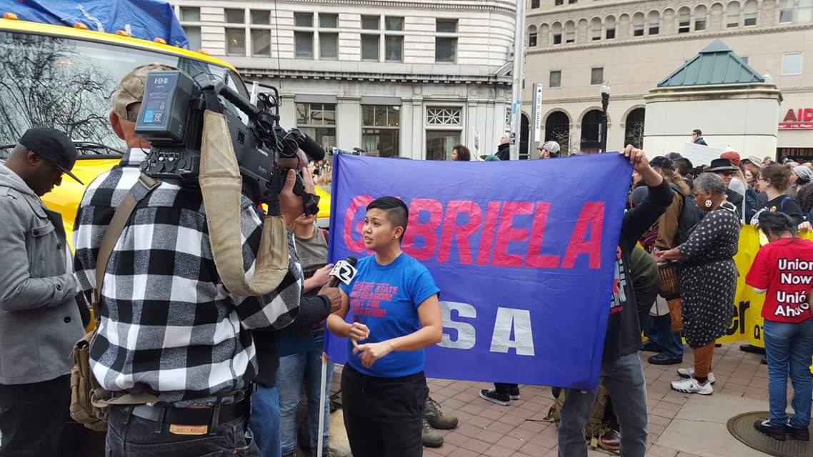 ILPSComm17's tweet image. Irma Bajar of Gabriela USA and ILPS Comm17 leads the #3rdWorldResistance  to #ReclaimMLK legacy of militancy.