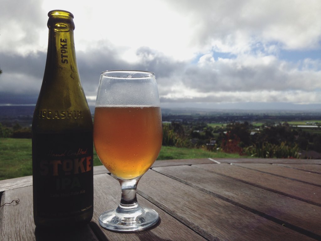 #StokeIPA from <a href="/StokeBeer/">McCashins Brewery</a>. Stormy sky over Waimea Plains #nelson #nzbeer @NelsonTasmanNZ