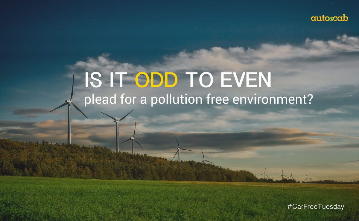 AUTOnCAB's tweet photo. Let's be honest with the environment and practise what is good.
#CarFreeTuesday #OddEvenFormula #AUTOnCAB https://t.co/kgKD5RiWYs