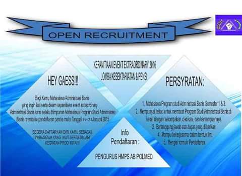 abhmps_polmed's tweet photo. OPEN RECRUITMENT KEPANITIAAN EVENT ETRAORDINARY 2016. Pendaftaran Panitia Mulai Tanggal 19-21 Januari 2016 https://t.co/Bqd4eXbHz5