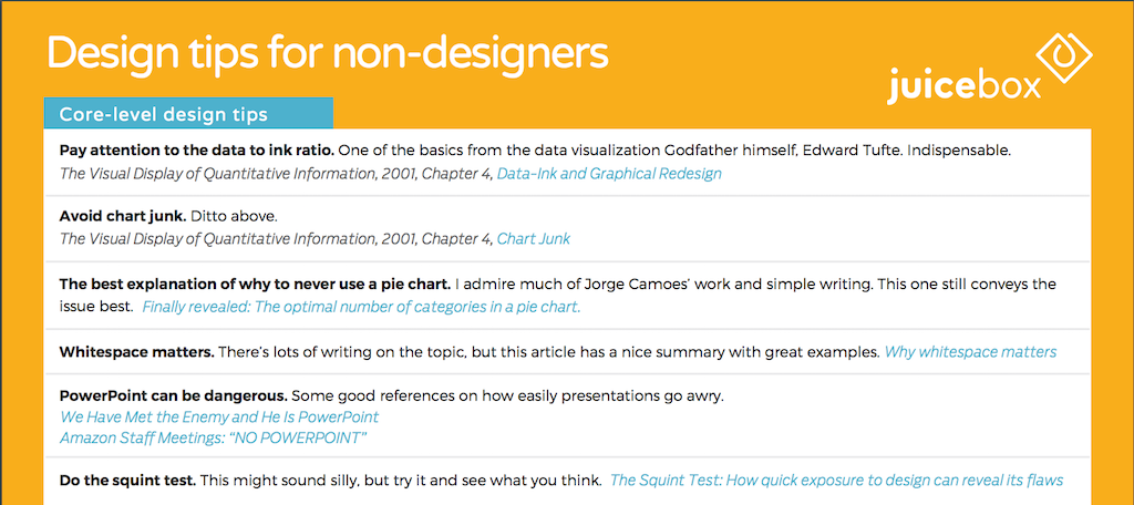 JuiceAnalytics's tweet photo. Blog Post: Design Tips for Non-Designers https://t.co/jvFtzS8LTX #design #dashboarddesign #informationexperience https://t.co/g13ST1xUad