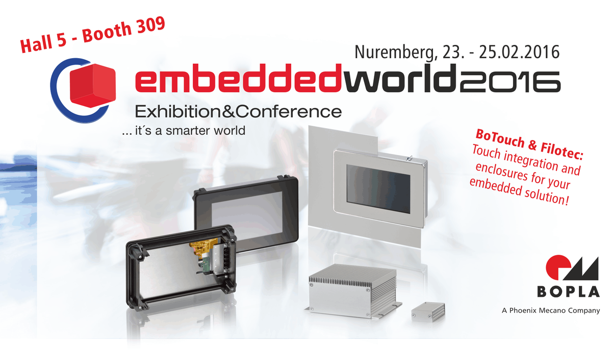 boplagehaeuse's tweet photo. Besuchen Sie uns auf der embedded world!
Visit us at this years embedded world!
#BOPLA #BoTouch #emb2016 #Hall5-309 https://t.co/O7yLFlz20d