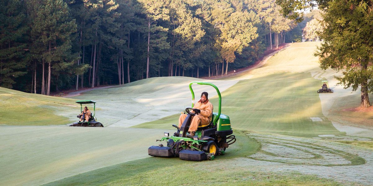 Chilly morning mow.
