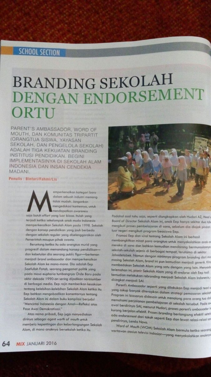 SekolahAlamID's tweet photo. Kekuatan Branding SAI@MiX Marketing Communications 13Jan-10Feb2016.@hudori_az @KhairaFitmi @novihardian73 @msi (M) https://t.co/dbJTBZPoQY