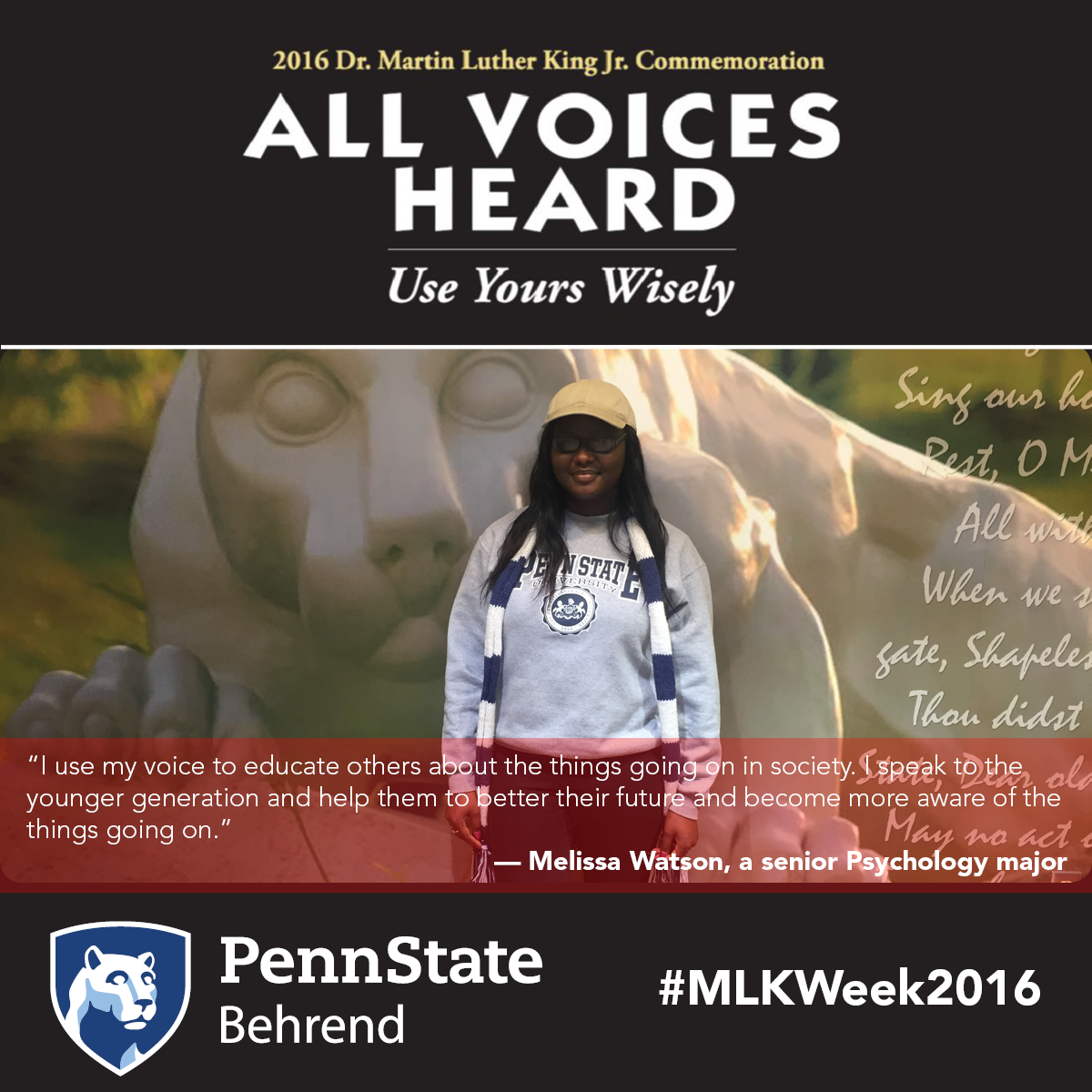 PSBehrend's tweet photo. Melissa Watson, a senior Psychology major, uses her voice to educate the younger generation. #MLKWeek2016 https://t.co/OJSSWwhF8P