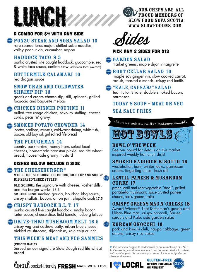 2DoorsDownhfx's tweet photo. Lunch 11am to 3 pm, Tuesday to Friday. Winter menu is here, see our fresh seasonal flavours: https://t.co/AfGwXR393E