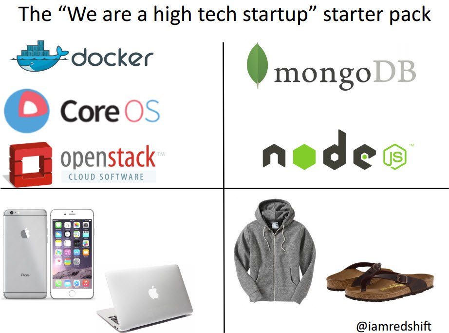IAmRedShift's tweet image. The &quot;We are a high tech startup&quot; starter pack