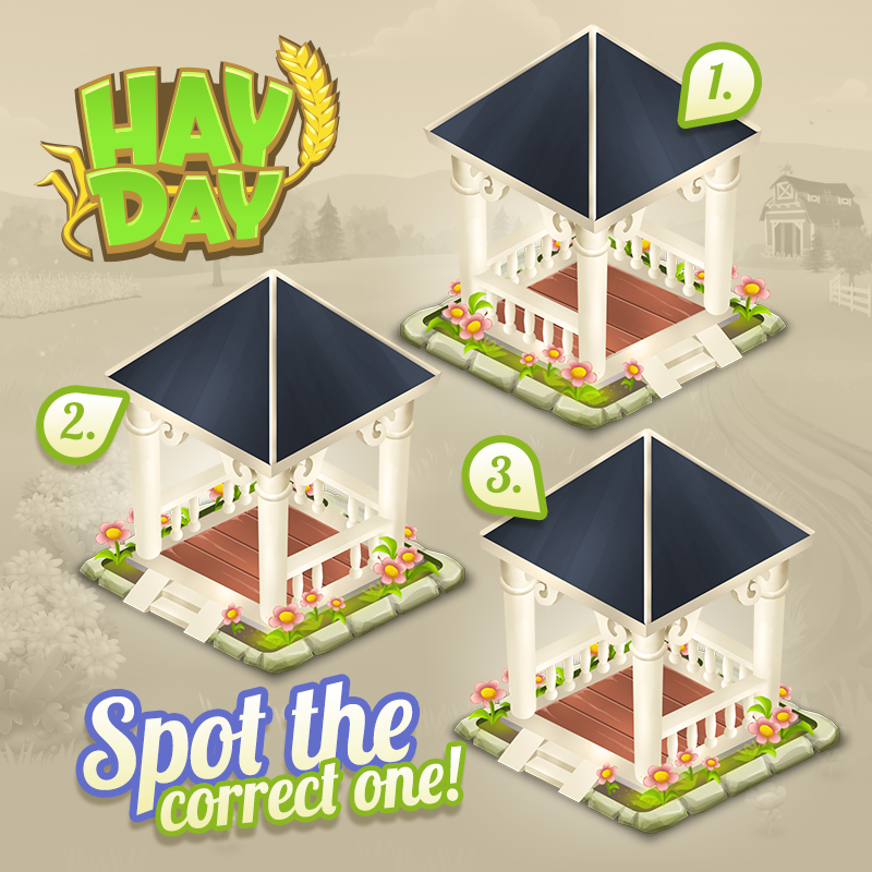 hayday's tweet photo. Can you spot the real Pavilion in the picture? :D #HayDay #SpotTheRealOne https://t.co/32xxOLqhfB