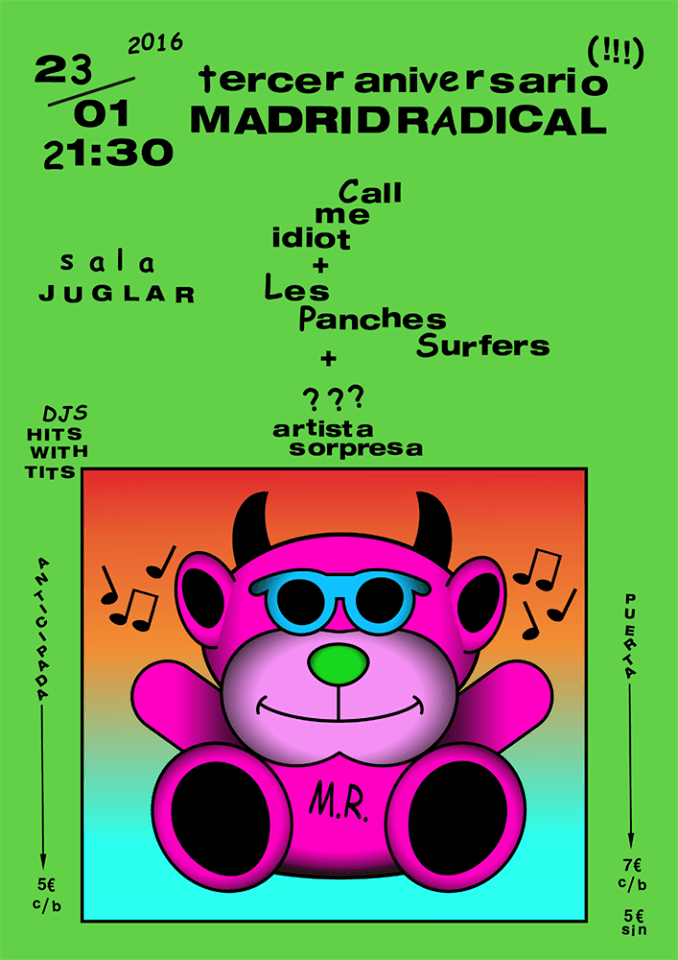 mirolloes's tweet photo. III Aniversario @madrid_radical con #CallMeIdiot, #LesPanchesSurfers y @hitswithtits https://t.co/X68Ns8JYFB https://t.co/Cz2TdXHYNq