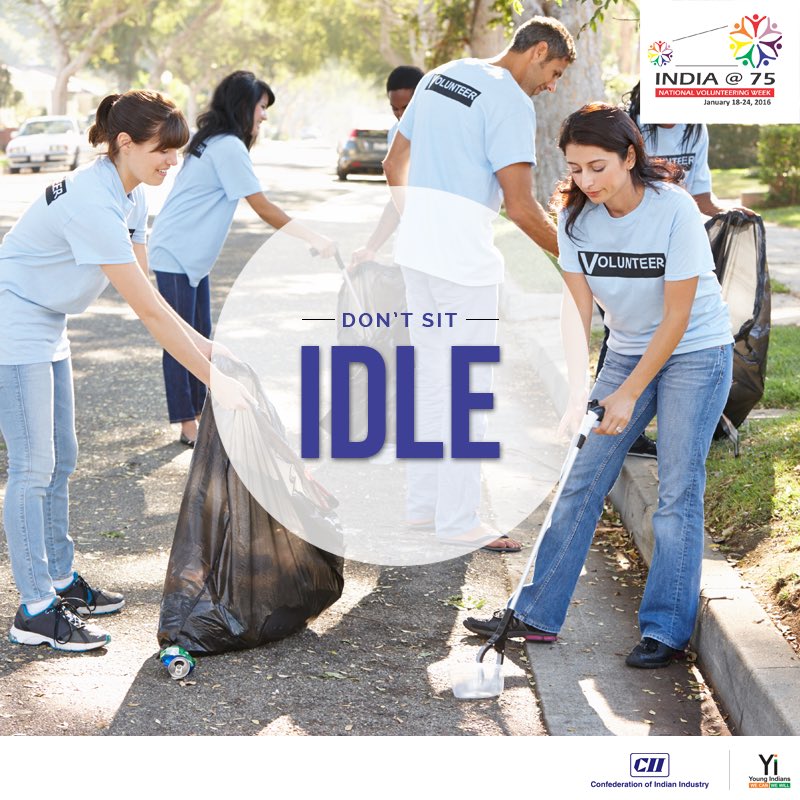 YiTweets's tweet photo. Don’t sit idle! Participate in our National Volunteering Week 2016 & be the change!
#IForIndia #MyBitForBetterIndia https://t.co/zdoKIXhJZf
