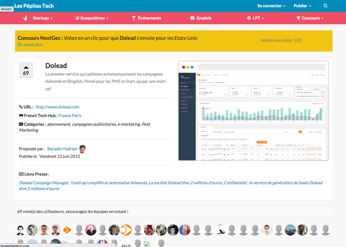 Dolead's tweet photo. Fin des votes à 14h, #startup #frenchtech, pour que @Dolead s'envole aux #US
https://t.co/NiWYCYBGIU https://t.co/WcjalbX5dS