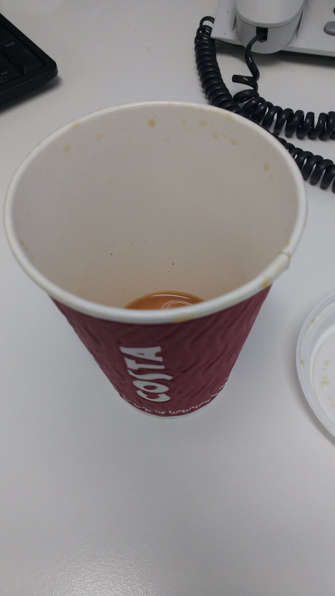 TracyIronmonger's tweet photo. @CostaCoffee Empty cup #MyMorningHasBroken https://t.co/TUjrTh2nmq