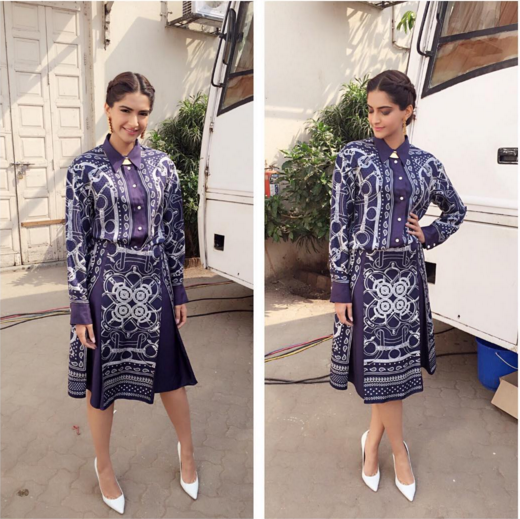 SchoolOfStyle_'s tweet photo. .@sonamakapoor looked chic as she stepped out in a knee length dress. Girlz, don't you want to steal her look? https://t.co/Es40eG4oJA