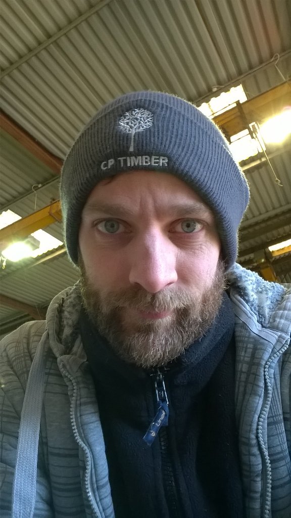 Thank you <a href="/cptimber/">CP Timber</a> for my hat.  Working in tandem with my beard to keep me warm in the <a href="/Chilworthtimber/">CTC</a> mill 👍👍