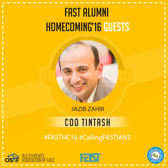 OSAF_NU's tweet photo. @jazibzahir COO #Tintash will be the third guest of #FASTHC16 #CallingFASTians @nabeelaq @BurhanRasool @UzairShahid https://t.co/lvinRAc40l