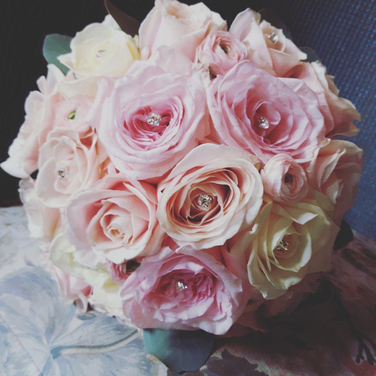 Today's wedding. Pastel pinks with a splash of sparkle #wedding #norwichlanes  #florist