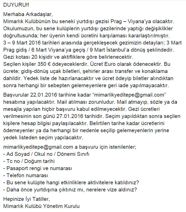 Mimarlık Topluluğu 2016 Yurtdışı Duyurusu !!