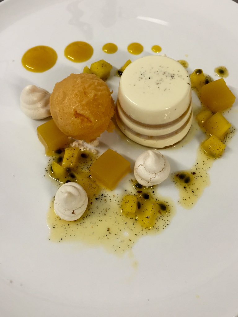 neil_gilson's tweet photo. Mango and passion fruit panna cotta Eton mess with pineapple sorbet #devonfood #sandycove https://t.co/WI5t45OIah