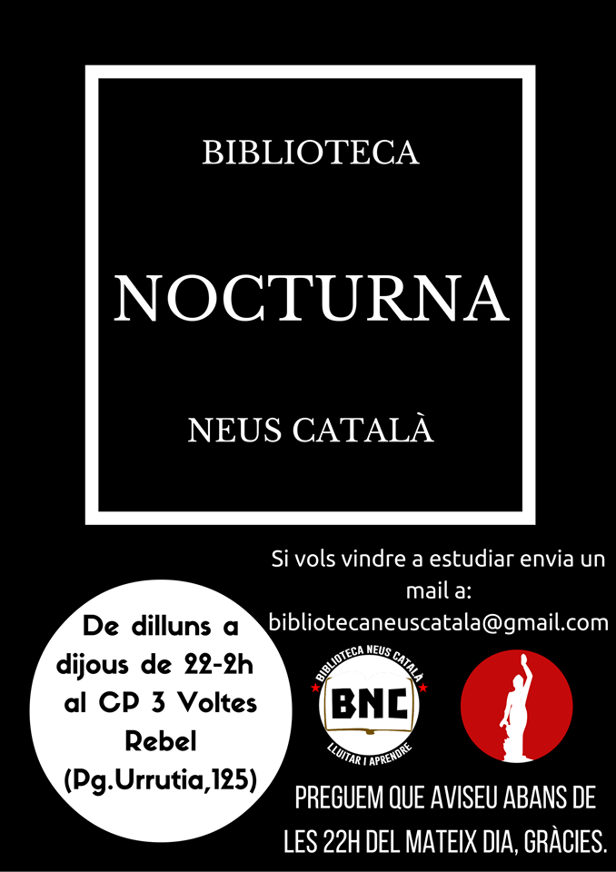 CP3VoltesRebel's tweet photo. Vine a estudiar a la sala nocturna d'estudi de la Biblioteca Neus Català! @La_Miliciana9b  #NouBarris https://t.co/x19piAEpYi