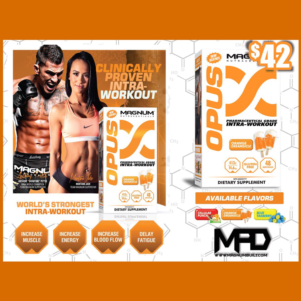 MPDsupplements's tweet photo. #Magnum #Opus. New Flavor Orange Dreamsicle is to dieeee for! #MagnumBuilt.com #supplements #fitfam #intraworkout https://t.co/TMGP4oizZS
