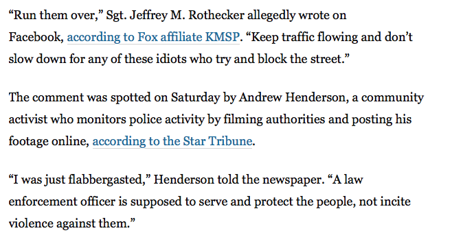 AnonyOps's tweet photo. MN police sergeant suspended for urging drivers to run over #BlackLivesMatter activists https://t.co/Nyhk9bL5hg https://t.co/Y0g4ziueQw
