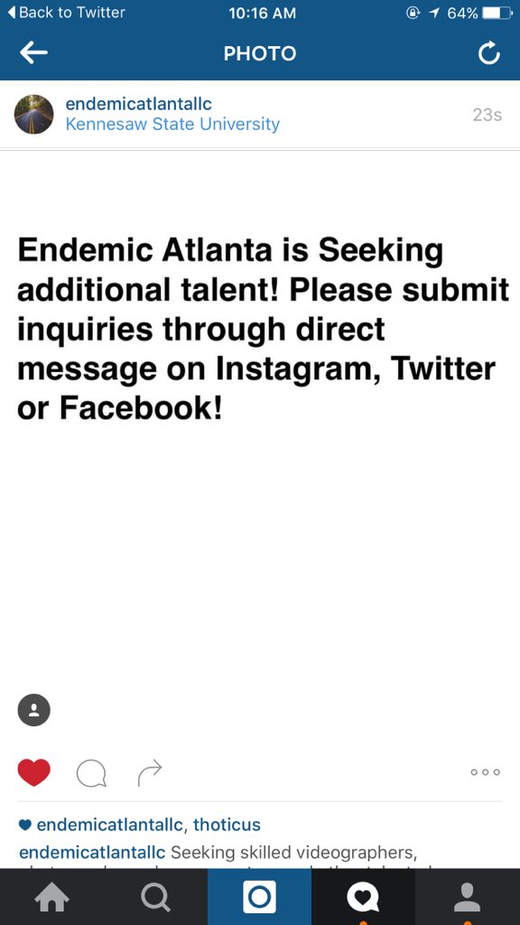 EndemicAtlanta's tweet photo. We are seeking talented and passionate photographers in the Metro-Atlanta area! Please DM us if for an opportunity! https://t.co/CFGI1Gj6Q6