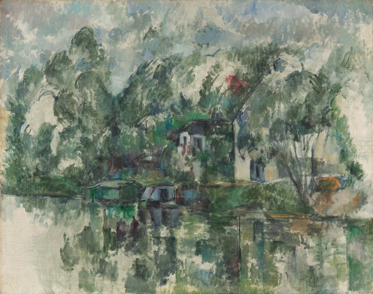 ngadc's tweet image. Happy birthday to Paul Cézanne, born #onthisday in 1839. To celebrate, enjoy "At the Water's Edge," c. 1890.