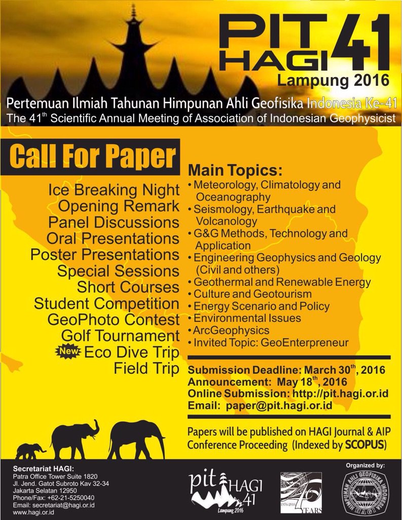 Call for paper PIT HAGI 41!!!