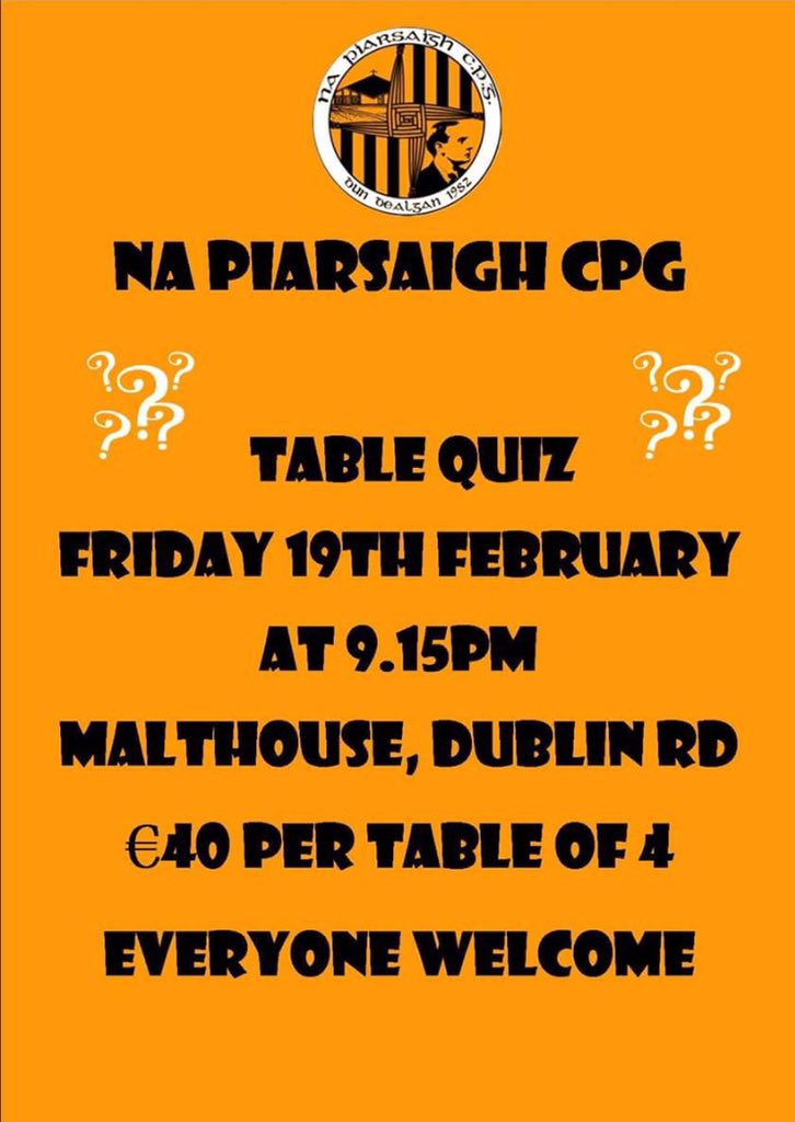 Naps table quiz, get out and support the club and have a great night,19th of Feb <a href="/mraff07/">Mark Rafferty</a> <a href="/seanmcauley7/">Sean Mc Auley</a> <a href="/jsage79/">John Savage</a>