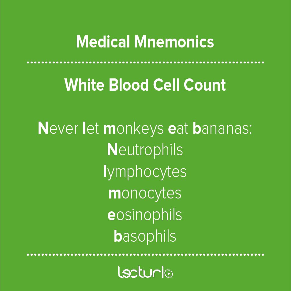 Lecturio Medical on Twitter "Never Let Monkeys Eat Bananas medical mnemonics https//t.co