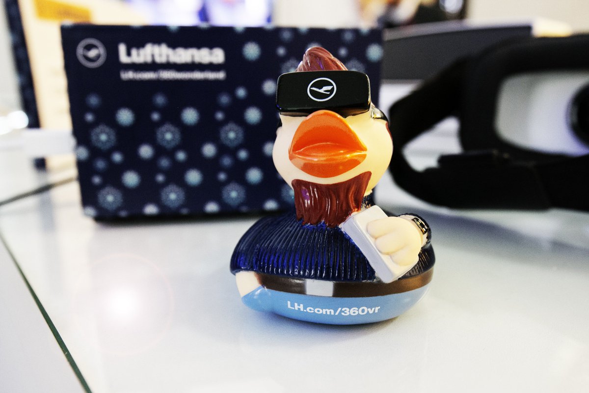 lufthansa's tweet photo. Hello? Is it me you’re looking for? Meet our newest family member Hugo Hipster, warmly welcomed at #DLD16 #DLDlive https://t.co/ODmiC7RVM3