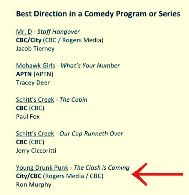 Ron Murphy get's YDP's 5th nom for directing "The Clash is Coming." #lovingthis