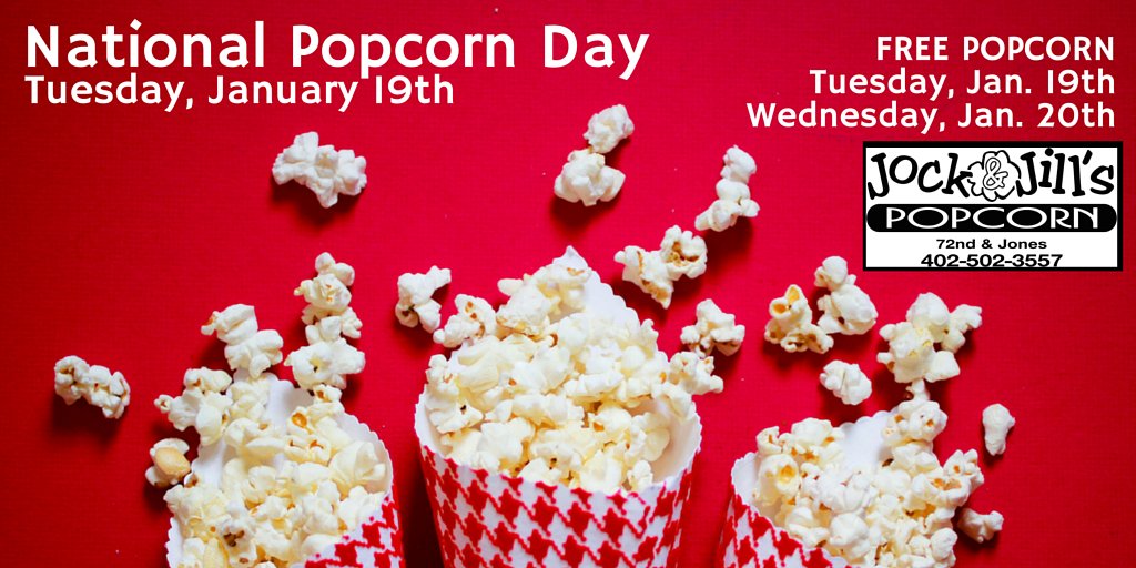 Jock_and_Jills's tweet image. It's #NationalPopcornDay! We are giving away FREE popcorn today &amp;amp; tomorrow! Spread the word. Plenty to go around!