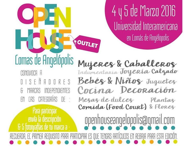 Open House Lomas de Angelópolis edición especial #OUTLET está en búsqueda de marcas participantes!!