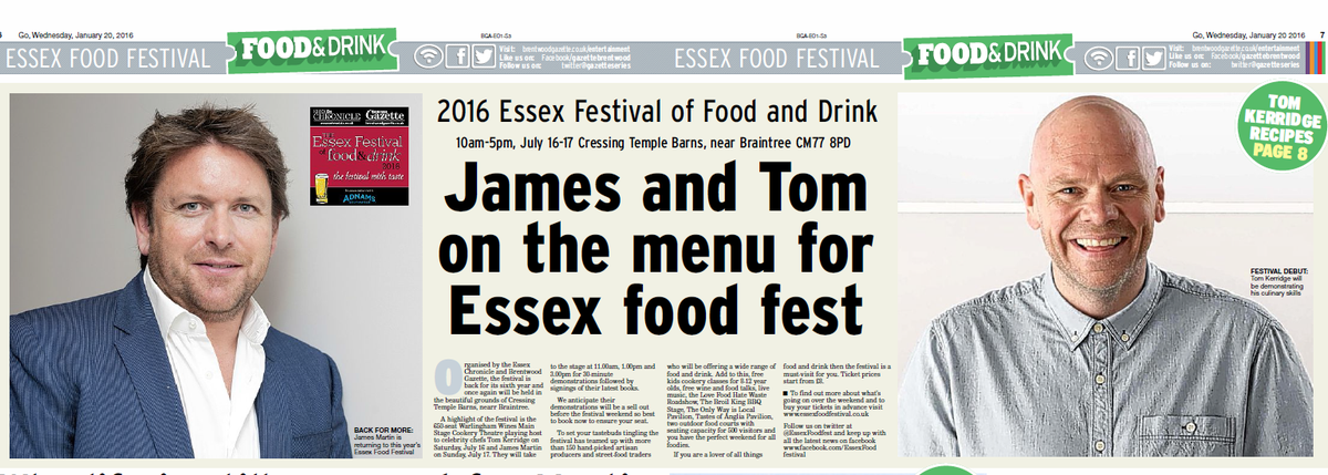 #2016EssexFoodfest check out this week's <a href="/EssexChronicle/">Essex Chronicle</a> @Gazetteseries for 3 page launch coverage.