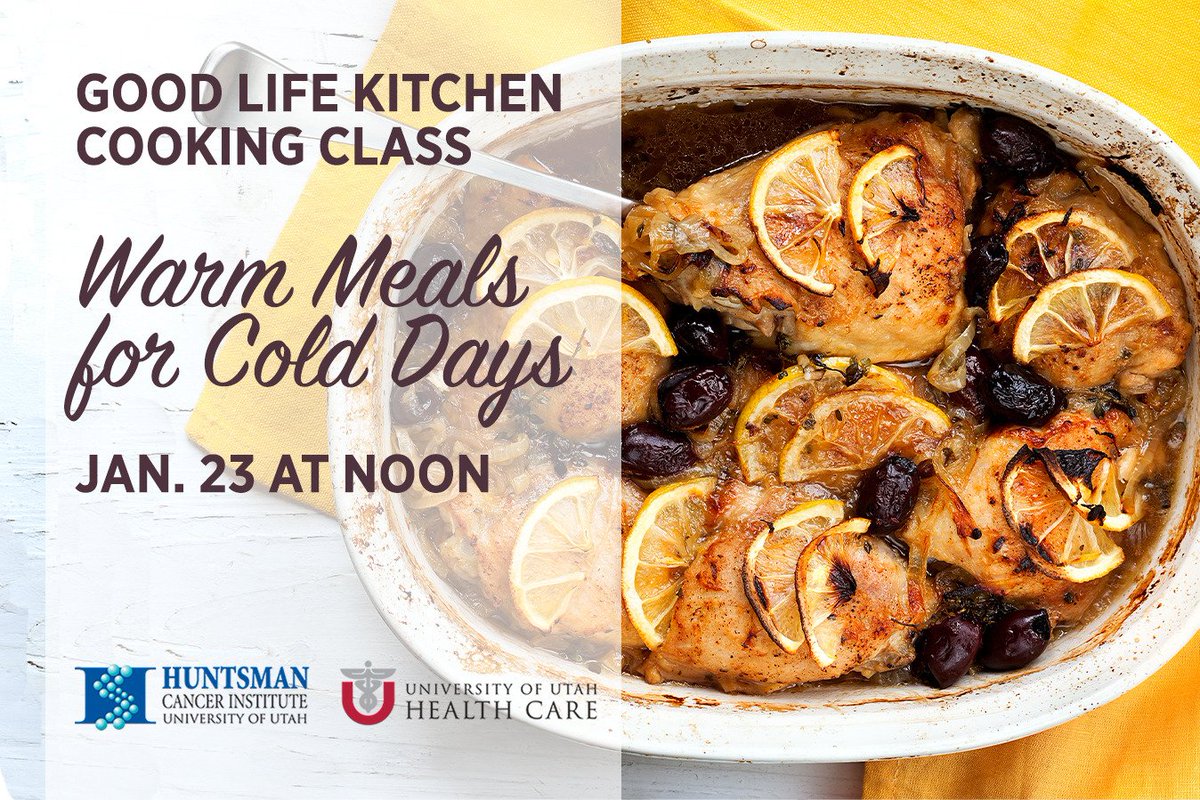 huntsmancancer's tweet image. Learn to make lemon chicken with olives at the next #GoodLifeKitchen cooking class. Call 801-587-4585 to register.
