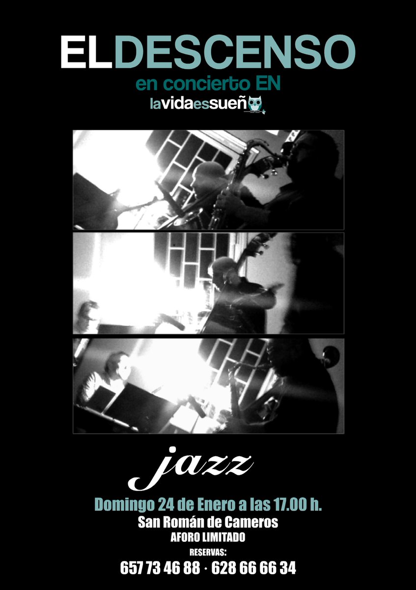 atalayacamerana's tweet photo. El Domingo 24 de enero en LaVidaesSueño de San Román concierto de Jazz con "El Descenso" desde el Cidacos. https://t.co/Bj9qjEXwXz